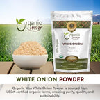 Organic Way White Onion Power | Granulated Onion Powder | USDA & Kosher Certified | Non GMO & Gluten Free | Origin India (1 lb - 16 Oz)