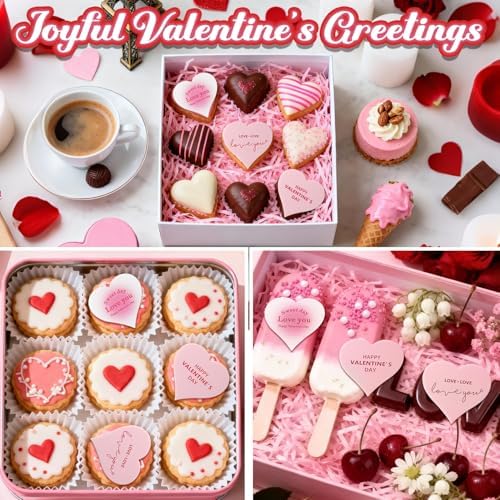 30PCS Happy Valentine’s Day Cake Toppers, Acrylic Cupcake Toppers 3 Different Pattern Heart Shape Custom Cupcake Picks for Valentine’s Party Anniversary Pastries Decorations (30 Pink Heart)