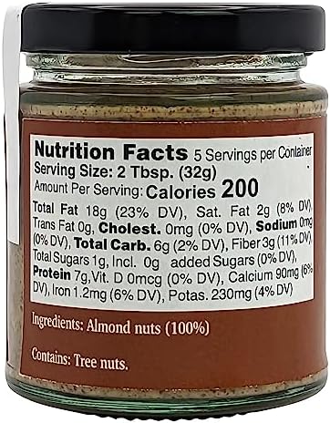 Nutural World - Crunchy Almond Nut Butter 6 Oz (170g) Great Taste Award Winner - 100% Pure Single Ingredient