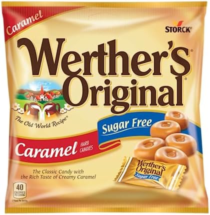 Werther's Original Sugar Free Hard Candy 3 Bags Bundle (1.46 OZ Each) 3 Flavors: Coffee, Chocolate, Caramel | Perfect for Office Spaces Candy dishes Holiday Candy Gifts | Soko Smiles Pocket Bag