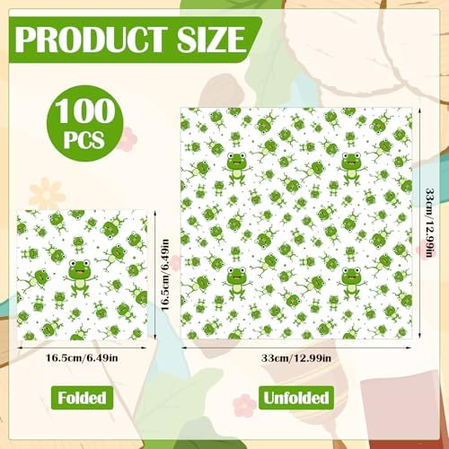 100 Pcs Passover Napkins Passover 10 Plagues Frogs Paper Napkins Seder Pesach Disposable Napkin Disposable Hand Napkin Towels Paper Goods Set for Bathroom Kitchen Party Supply Table Decor