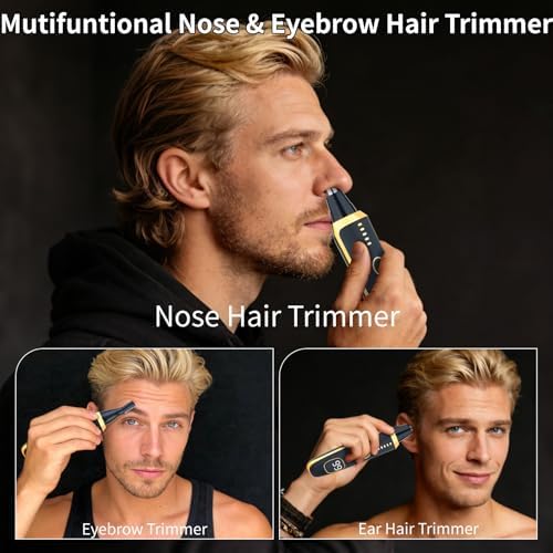 LED Display Eyebrow & Nose Hair Trimmer Clipper for Men Women,2026 Rechargeable 2 in 1 Painless Ear & Facial Hair Trimmer with Powerful Motor and Dual-Edge Blades Easy Cleansing (Black)