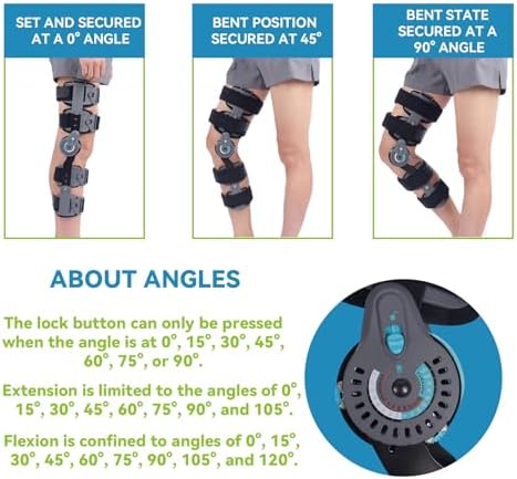 Komzer Hinged Knee Brace, Post Op ROM Immobilizer Orthopedic Rehabilitation Brace for ACL, MCL, Meniscus Tear Recovery and Adjustable Stabilizer for Men & Women, Universal Fit Stabilizer for Left/Right Leg