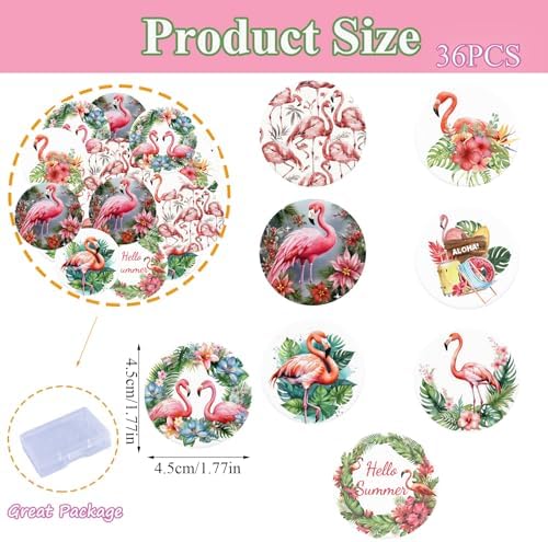 36pcs Edible Flamingo Cupcake Toppers Wafer Luau Aloha Cupcake Picks Tropical Pineapple Palm Leaves Cupcake Decoration for Baby Shower Hawaii Theme Birthday Party Cake Supplies