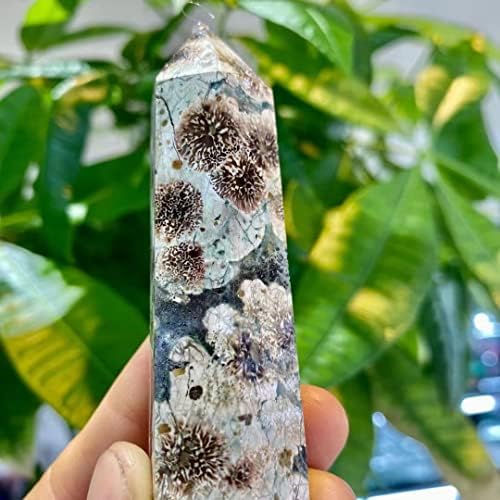 Meditation Home 1kg Green Cherry Blossom Flower Agate Obelisk Crafts Sakura Quartz Crystal Point Healing Wand Tower Generator Chakra Stone Prism (Size : 3pcs)