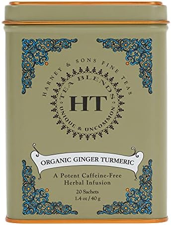 Harney & Sons HT Organic Ginger Turmeric Tea, 20 Sachets of Soothing Ginger Turmeric Tea