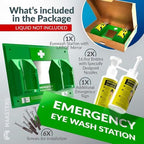 MAASTERS BPA Free Portable Eye Wash Station OSHA Compliant - Wall-Mounted First Aid Eye Wash Kit w/Mirror & 2X 16oz Empty Bottles - No Eyewash Solution Included - Emergency Eyewash - Set of 1