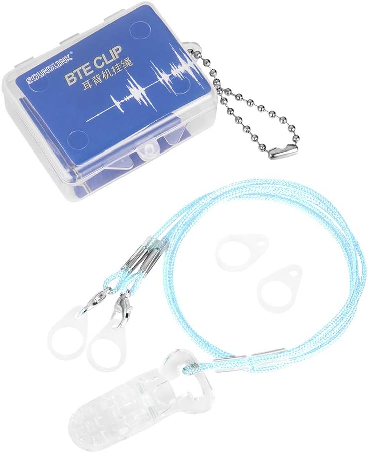 Hearing Aid Clip - Anti-Lost Hearing Aids Lanyard Protector BTE Clip Holder for Adults Seniors (Light Blue)