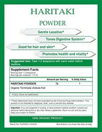 Organic Haritaki Powder USDA Certified Organic, 1/2 Pound - Terminalia chebula - Detoxification & Rejuvenation, Brain Function and Vitality