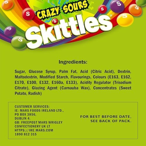 Skittles Crazy Sours Sweets Pouch 136g (Pack of 1)