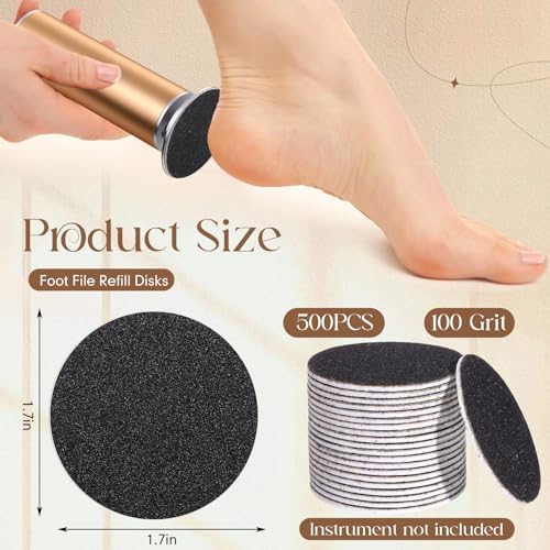 Gisafai 500 Pcs Sanding Replacement Pad Sandpaper Disk for Electric Foot File Callus Remover Tool Black Foot File Disc for Men Women Cracked Heels Dead Skin (100 Grit)