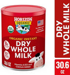 Horizon Organic Instant Dry Whole Milk Powder, 30.6 oz, USDA Organic, Non-GMO, Shelf Stable, Great for Baking, Cooking, Beverages, Emergency Storage, Pantry Essential