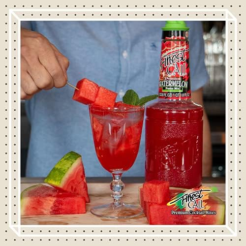 Finest Call Premium Watermelon Fruit Puree Drink Mix, 1 Liter Bottle (33.8 Fl Oz), Pack of 6