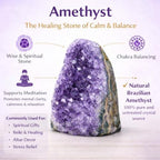 Natural Amethyst Cluster Crystal (0.5–1 lb) Raw Purple Amethyst Druzy Geode from Brazil – Healing Crystal for Meditation, Chakra Energy Balance, Reiki, Spiritual Decor & Home Decoration