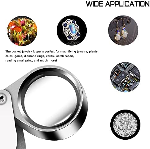 Jewelers Loupe Magnifier Pocket Foldable 30x 21mm Jewelry Eye Magnifying Glass Magnifier for Jewelers Gems Diamonds Plants Coins Stamps Antiques and More