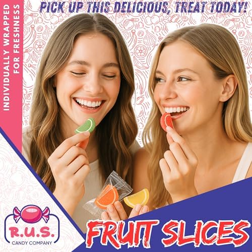 RUS Candy Company Classic Fruit Slices – 1 Lbs Bulk Bag | Old-Fashioned Jelly | Nostalgic Fruit-Flavored Candy for Sharing, Parties & Gifts (1 Pound)