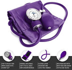 ASA TECHMED Dual Head Sprague Stethoscope and Sphygmomanometer Manual Blood Pressure Cuff Set with Case - Accurate Blood Pressure Monitoring Kit for Healthcare Professionals & Students, Purple