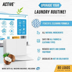ACTIVE Laundry Detergent Sheets Eco Washing Strips - 80 Loads, Free & Clear Liquidless Clothes Washer Sheet, Zero Waste Travel Laundry Strip, Dissolvable Space Saving Sheets For HE - Fragrance Free
