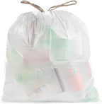 Ultrasac 8 Gallon 0.9 MIL White Drawstring Garbage Trash Bags - 20" x 29" - Pack of 45 - For Bathroom, Bedroom, Office, & Kitchen