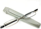 Mini Slim Reading Glasses for Men Women, with Pocket Pen Clip Tube Case