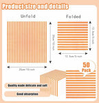SietDESEO 50 Pieces Orange Striped Napkins Disposable 3-Ply Orange and White Striped Cocktail Napkins Paper Dinner Napkins for Birthday Baby Shower Wedding Party Beverage Napkin