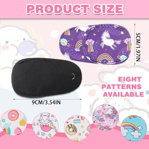 Lusofie Comfortable Kids Eye Patches for Amblyopia Treatment (Lazy Eye) - Fun Colorful Designs, Fits Both Eyes, 8 Pack - Soft Occlusion Patch for Glasses