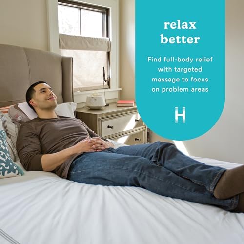 Homedics Shiatsu Back Massager with Heat, 3D Deep Tissue Massage Pillow for Neck & Shoulders, Electric Kneading Lumbar Massager Cushion for Upper & Lower Back Pain Relief, Portable Home Office Travel