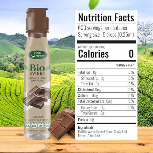 BioSweet Stevia Drops - Chocolate Flavor | Zero Calorie Liquid Sweetener | Non GMO, Keto & Diabetic Friendly, Gluten Free, Vegan | Nothing Artificial | 3,000 drops (5.07 Fl Oz)