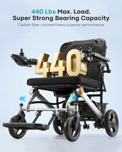 Heavy Duty Electric Wheelchair 400 lb Capacity, 40lbs Lightweight Foldable Power Wheelchairs for Adults with 20" Wide Seat, 25 Miles Range, 500W Motor – Airline Approved