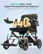 Heavy Duty Electric Wheelchair 400 lb Capacity, 40lbs Lightweight Foldable Power Wheelchairs for Adults with 20" Wide Seat, 25 Miles Range, 500W Motor – Airline Approved