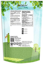 Food to Live Organic Red Quinoa, 3 Pounds – Non-GMO, Whole Grain, Kosher, Vegan, Sirtfood, Bulk. Quick-Cooking Grain. Great Replacement for Rice and Pasta.