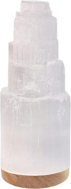 WBM Selenite Crystal Lamp 25cm, Charging Station, Crystals and Healing Stones, Hand Curved Moroccan |Witchcraft| Selenite Lamp for Smudging, Healing & Meditation