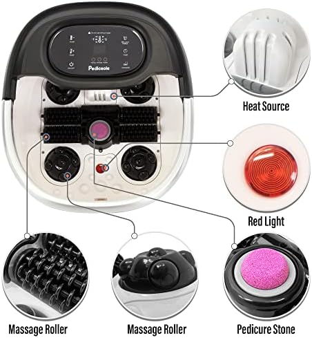 Luxury All in One Foot Spa - Motorized and Heated Massager - Enjoy The Same Foot Spa at Home Heat, Bubble Jets, Pedicure Stone, Motorized Massage Roller to Relieve Feet Stress