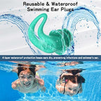 Waterproof Ear Plugs for Swimming Kids - 4 Pairs Reusable Silicone Swimming Ear Plugs for Children Ages 4-14, Keep Ear Water Out, Surfing, Bathing, Water Sports