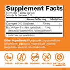 Doctor's Best High Absorption CoQ10 with BioPerine Supplement - Coenzyme Q10 Caps for Heart Health & Antioxidant Support, CoQ10 100mg for Women & Men, Non GMO, Naturally Fermented - 120 Veg Capsules