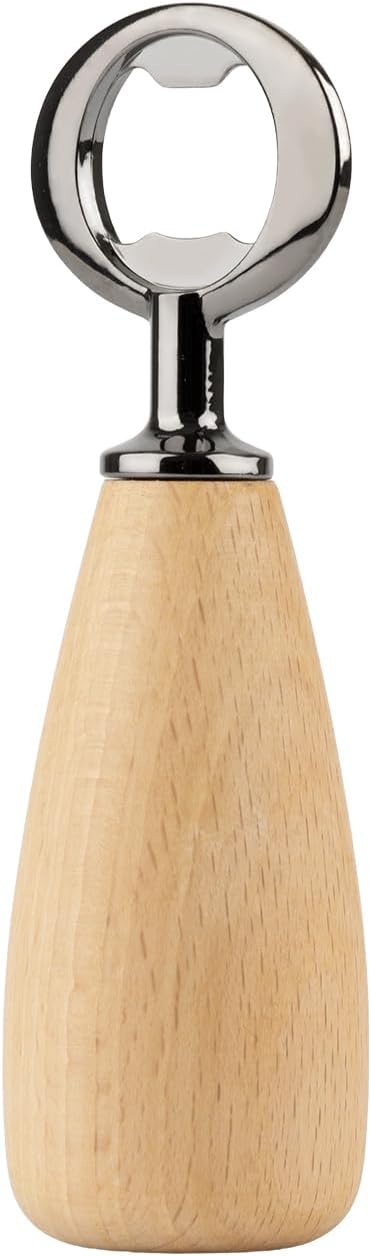 Apsire Beech Wood Bottle Opener, Stainless Steel Beverage Opener with Wooden Handle for DIY Project Engraving Wedding - Large
