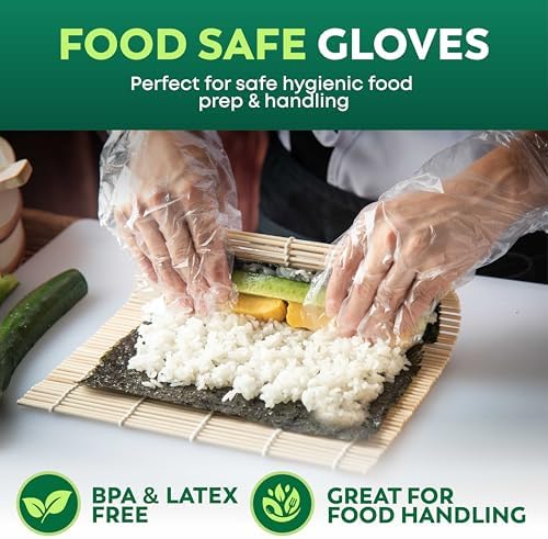 Keppi 600 Pack Disposable Food Prep Gloves – Clear Polyethylene, Latex- BPA & Powder-Free – Bulk Kitchen Gloves for Cooking, Catering, BBQ, Baking, Restaurant Food Handling
