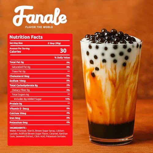 Fanale Brown sugar Popping Boba Pearls, Vegan, Non GMO, Gluten Free, Fat Free, Perfect for Bubble Tea, Smoothies, Ice Cream, Desserts, and Beverages