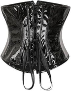 bslingerie Womens PVC Leather Underbust Waist Training Body Shaper Bustier Corset Top