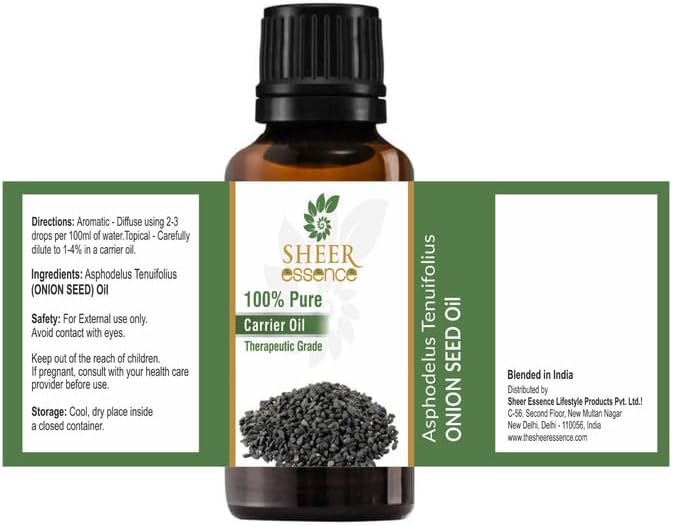 Onion Seed Oil -(Asphodelus Tenuifolius)- Carrier Oil 100% Pure Natural Undiluted Uncut Therapeutic Grade Oil 0.16 Fl.OZ