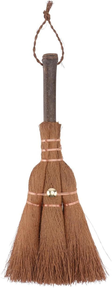 Mini Palm Broom Small Whisk Broom Natural Cleaning Tool with Hanging Rope Lightweight Design for Household and Tea Ceremony