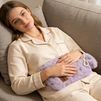 samply Hot Water Bottle with Plush Cover, 2L Hot Water Bag for Pain Relief, Comfort for Menstrual Cramps, Neck & Shoulder, Chilly Hand & Feet, Purple Spotted