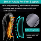 Inflatable thoracolumbar spinal brace, lightweight and adjustable back support, used for kyphosis, osteoporosis, mild scoliosis, and postoperative