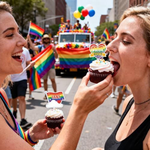 24Pcs Pride Day Cake Topper Rainbow LGBT Theme Dessert Cupcake Decorations Pride Month Party Supplies