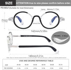 Retro Round Reading Glasses for Men and Women, Stylish Color Frame Design, Blue Light Blocking, Spring Hinges, Anti Eye Strain Computer Readers, 3.5