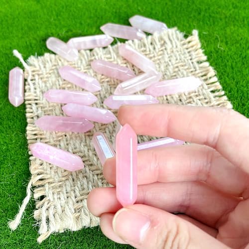 ZHIYUXI Rose Quartz Gem Stones Rose Quartz Crystals Pink Crystal Points Bulk Crystals Rock Gemstone Crystals Bulk Smooth Rocks Tumbled Polished Stones Wholesale Reiki Meditation Gifts 10 Pcs
