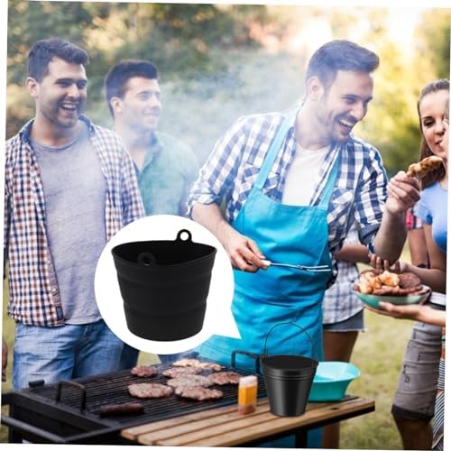 Foldable Silicone Barbecue Oil Bucket Liner Heat-Resistant Reusable Grease Catcher for Easy Cleaning Storage for Grilling and Outdoor Cooking