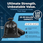25-30 Gallon Trash Bags Black 120 Count - 31.5" x 35.4" Large Kitchen Garbage Bags, 20+ Gallon Trash Can Liners Unscented, Multipurpose for Home, Office, Daily Household Use