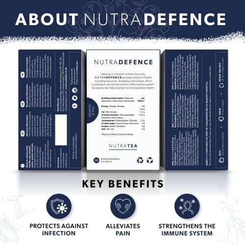 NUTRADEFENCE - Cold and Flu Tea | Immunity Tea - Supports & Boosts The Immune System – Includes Elderberry, Eucalyptus and Licorice Root - 40 Enveloped Tea Bags - by Nutra Tea - Herbal Tea - (2 Pack)