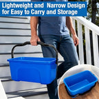 3 Gallon Mop Cleaning Bucket with Handle,4 Pcs Compact Square Plastic Bucket for Window Cleaning,Car Washing, Mopping & Household Cleaning Supplies Organizer Wash Water Bucket for Storage Blue Grey